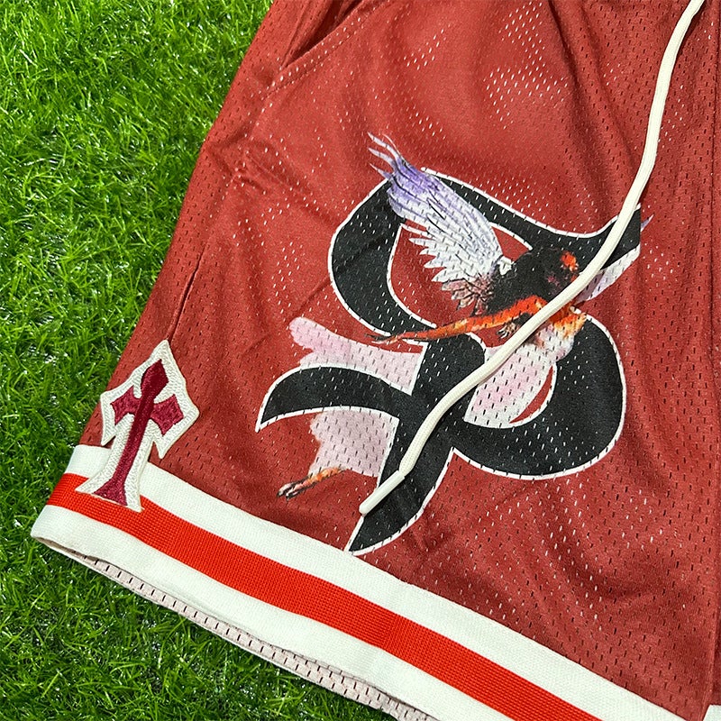 American Style Trendy Brand Basketball Shorts Men'S Summer Mesh Quick-Drying Breathable Lightweight Four-Point Knee-Less Beach Casual Pants - Image 3